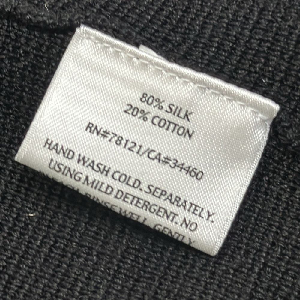 Eileen fisher slik cotton blend zip up knit jacket shirt  L black quilt luxury - Picture 10 of 10